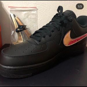 Nike af1 black removable swoosh.